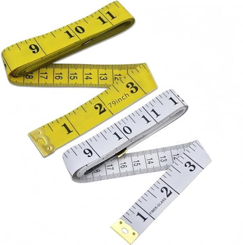 2 Pack Thicken Cloth Ruler Tape Measure,Double Sided Measuring Tape,Soft Pocket Measuring Tape for Body Fabric Sewing Tailor,Weight Loss,Craft Knitting,Waist(White/Yellow)