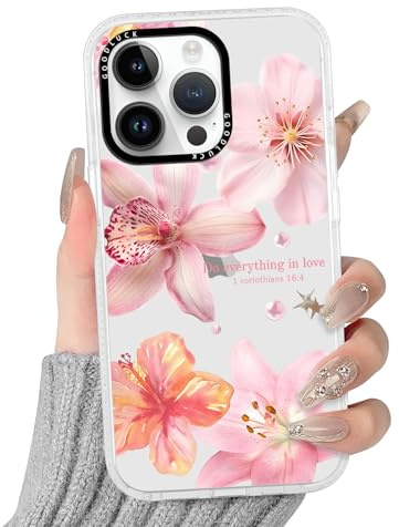 Yoedge Handyhülle für iPhone 15 Pro Max Hülle mit Hibiskus Blumen Muster | Aesthetic Meerestier Sommer Bunt Design Case Mädchen Geschenk Schutzhülle, Transparent Silikon Kratzfest Cover, Rosa 03