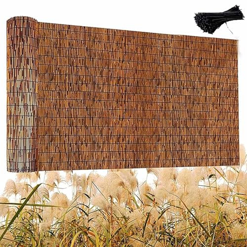Clôture en Roseaux Robuste,Écran De Confidentialité Décorative,Palissade Jardin Exterieur avec Attaches,Balcon Palissade Bambou Facile À Installer pour Terrasse Carport Pergola(H150xL600cm/5.0x19.7f