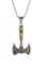Viking Double Headed Axe Titanium Steel Pendant Men's Necklace Titanium Steel Pendant Necklace Chain Length 23.62 inches
