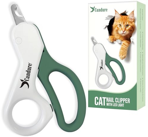 Candure Tagliaunghie Per Gatti Con Luce LED, In Acciaio Inox, Per Gatti, Conigli, Porcellini D'India, Uccelli, Gattini, Cuccioli E Piccoli Animali, Tagliaunghie Per Animali Domestici e Professionali