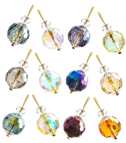 TOYANDONA 12pcs Iridescent Crystal Christmas Ornaments Hanging Balls Mini Prism Decorations for Trees Windows and Parties Vibrant Vintage Glass Baubles for Weddings and Holiday Celebrations