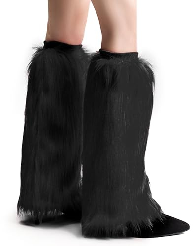 GWAWG 40cm Long Fuzzy Leg And Arm Warmers, Faux Fur Fluffy Boots, Christmas Boot Cuffs, And Rave Music Party Items With Furry y2k Costumes