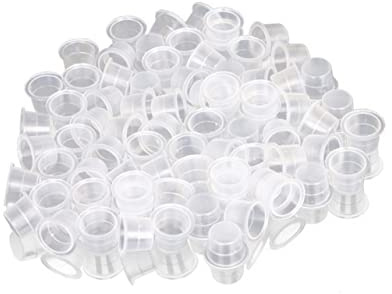 Tattoofarbbecher 13mm Weiß Kunststoff 100 Stück für Profi Künstler