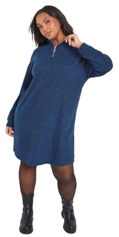 Yours Curve Zip Neck Ribbed Jumper Dress - Women's - Plus Size Curve