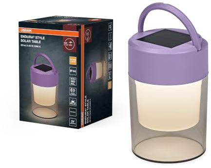 Osram ENDURA Style Solar Tischleuchte, 0,42W, 20lm, 3000K Warmweiß, dimmbar, Aufhänger, IP44, Kunststoff Violett