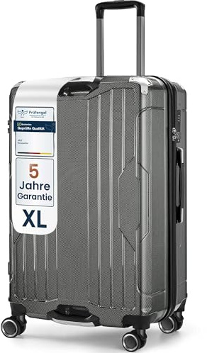 4FLY Aluminium-Rahmen Hartschalen-Reisekoffer Ultraleicht XL - Groß 77cm (103L) - Aufgabegepäck Koffer mit TSA-Schloss, 4 Spinner-Doppelrollen & Aluminium-Teleskopgriff, Trolley Reisegepäck