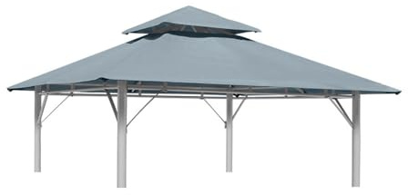 Tetto di Ricambio per Gazebo 3x3 m 2 Livelli da Giardino, Telo Copertura per Gazebo Resistente all'Acqua Anti-UV 30+, per giardino, patio, esterni, tende da sole (grigio chiaro)