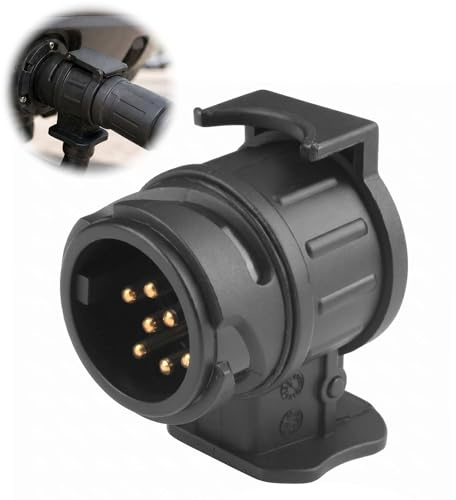 Adaptateur Remorque 13 vers 7,Adaptateur Prise Remorque 13 vers 7 Broches | Convertisseur Prise Attelage 12V Compact et Étanche pour Caravane, Porte-Vélos, Camion et Camping-Car(Noir)