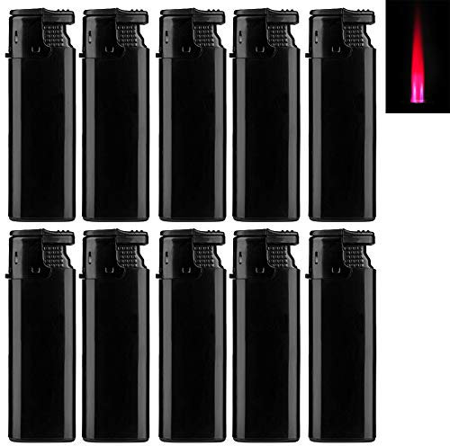 Bulentini Turbo Sturmfeuerzeug Black ZS 1-10, ROTE Flamme Gas Jet Flame Lighter (10x Schwarz (10 Feuerzeuge))