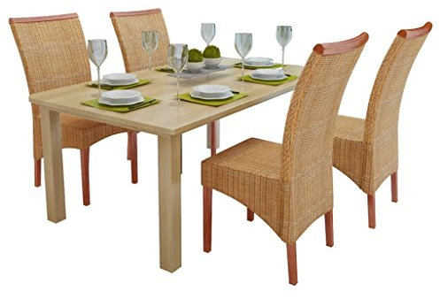 vidaXL Sillas de Comedor 4 Unidades ratán Natural marrón
