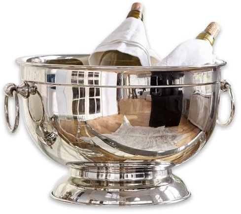 LOBERON Schale Westspring, klassischen Pokalform, Landhaus-Stil, Sektkühler, Weihnkühler, luxuriöses Tischaccessoire, Küchenutensilien, Messing, silber