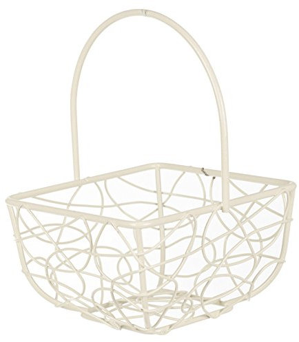 URBNLIVING Square Medium Ivory Wire Mesh Basket