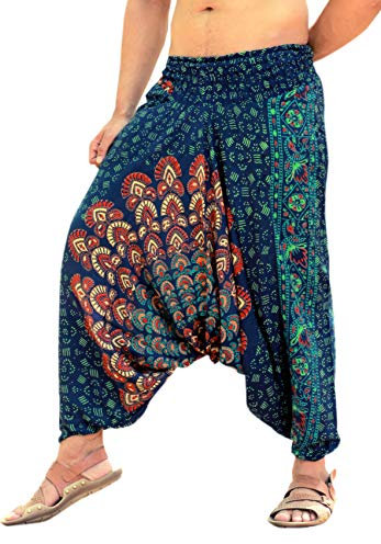 Sarjana Handicrafts Haremshose für Damen und Herren, Rayon, Mandala-Taschen, Yogahose im Schritt - Grn - Einheitsgröße