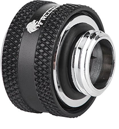 Richer-R 4 Stück/6 Stück Wasserkühlungs-Kompressionsanschluss für starre Acrylrohre, OD 14 mm (4 x schwarz)