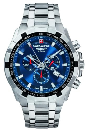 Swiss Alpine Military by Grovana Herrenuhr Chrono 10 ATM Saphirglas Blue 7043.9235SAM