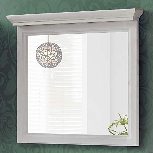 Lomadox Landhaus Badezimmer Spiegel 85cm Andersen Pine weiß B/H/T: 85/76/11cm