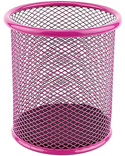 LEVIATAN Metall Stifteköcher - Stiftehalter rund aus Drahtmetall - Mesh Multifunktions Becher für Kugelschreiber - Stifte Halter für Büro/Schule Ø91 mm, Rosa
