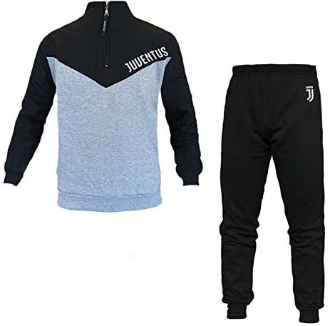 Pigiama Juventus Felpato Tuta Prodotto Ufficiale Uomo Adulto (Grigio Melange, S)