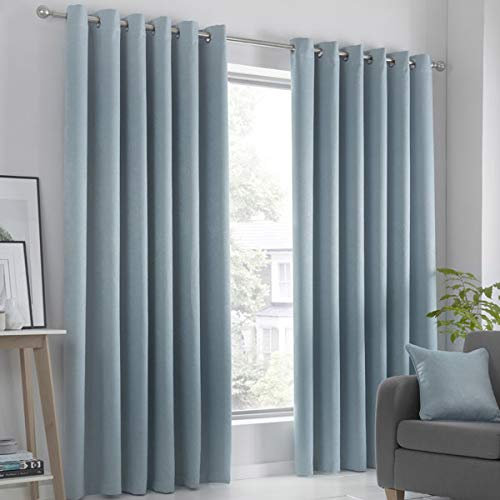 Fusion Strata Vorhänge, gewebt, mit Ösen, gefüttert, 100% Polyester, 168 x 229 cm, Hellblau
