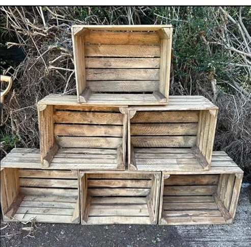 Wooden Crates natural colour - set of Boxes, dimensions 50x40x30 cm - Standard size, can be used as storage or bookshelf, durable and clean, solid vintage crate made of wood (12)