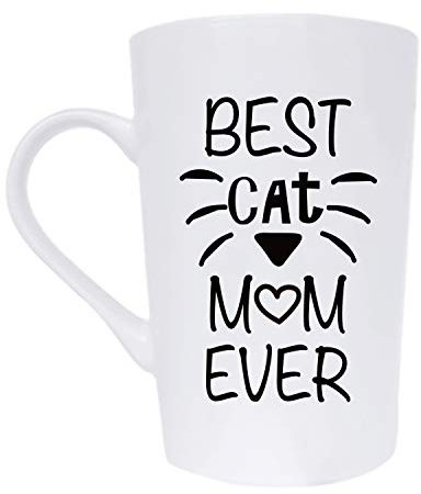This Mothers Day Gifts Funny Cat Mum Coffee Mug Christmas Gifts, Best Cat Mum Ever Cute Cup from Daughter or Son, White 13 Oz