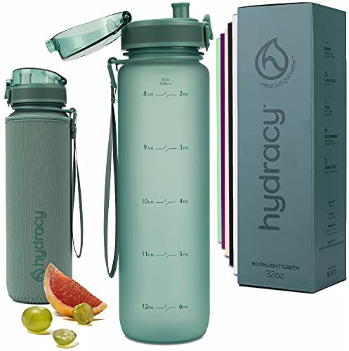 Hydracy Trinkflasche mit Fruchteinsatz - 1L Wasserflasche - BPA-freie Trinkflasche mit Zeitmarkierung Auslaufsichere Sportflasche - Kondensationsfrei für Sport und Outdoor