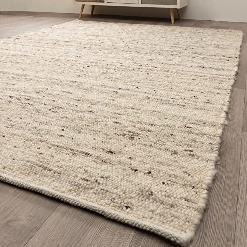 Steffensmeier Handweb Teppich Korinth | Gesunder Wollteppich | Beste Schurwolle | Grau Beige, handgewebt, Größe: 160x230 cm