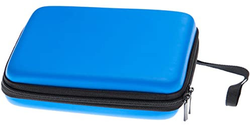 vhbw Tasche kompatibel mit Nintendo 2DS Spielekonsole - Schutzhülle, Tragetasche + Trageschlaufe mit Karabinerhaken, schwarz, blau