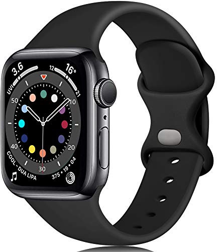 Epova Armband Kompatibel mit Apple Watch Armband 42mm 44mm 45mm 46mm 49mm, Weiches Silikon Ersatz Armbänder Kompatibel mit Apple Watch Ultra/Ultra 2/ iWatch SE Series 10 9 8 7 6 5 4 3 2 1, Schwarz