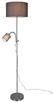 meineWunschleuchte Stehleuchte mit flexibler Leselampe, Stoffschirme Grau, Höhe 160cm