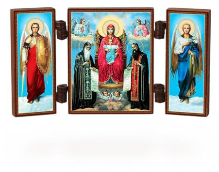 NKlaus - Gottesmutter Kievo Pecherska - christliche Ikone Triptychon - Kievo Pecherskaja Borodica - reise Altar Holz 36165