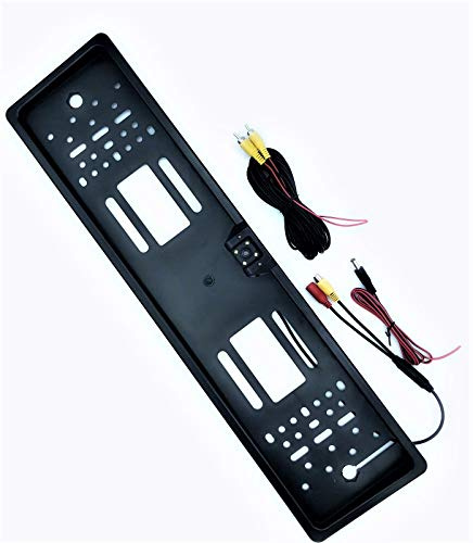 LEOFLA Kennzeichenhalter mit Kamera mit 4 LED-Blitzlicht für Rückfahrkamera, Europäischer Rahmen.