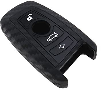 EMSea Coque de Protection pour clé de Voiture à 4 Boutons Compatible avec B-M-W Série 1 3 4 5 6 7 - Noir - en Silicone - Étanche à la poussière et aux Rayures