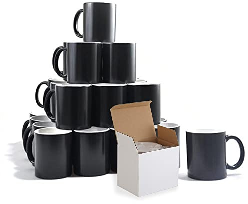 Yoshome Sublimation Black Colour Changing Coffee Mugs-15oz Personalised Black Heat Colour Magic Change Mug for Blank Heat Press Printing Matt Heat Sensitive Mugs with Gift Box (12)