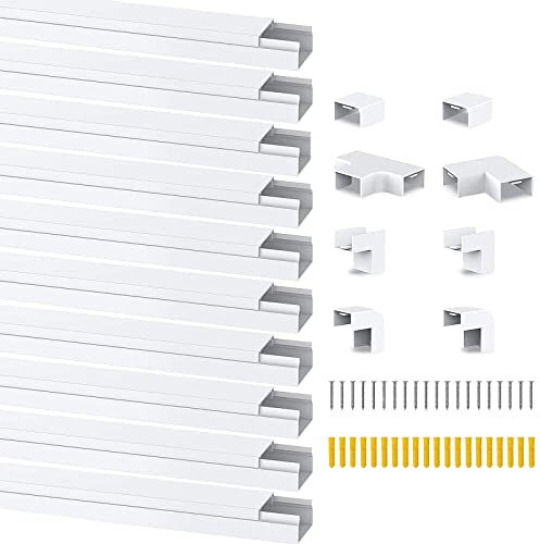 Canaline Fili Elettrici 20x10mm Canalina Per Cavi Autoadesiva Nascondi Cavi per Ufficio Domestico 10 x 40cm Lunghezza Per Pacco Bianco