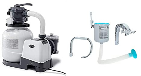 Intex 26644FR - Filtro per sabbia, Per piscine fuori terra di medie o grandi dimensioni & Surface Skimmer - Deluxe Wall Mount Surface Skimmer - Suspension Skimmer