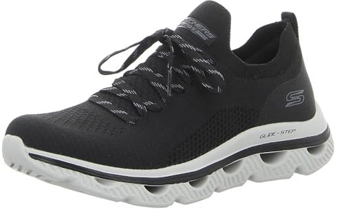 Skechers Damen Arc Waves Sneaker, Schwarz gestrickt, 36 EU