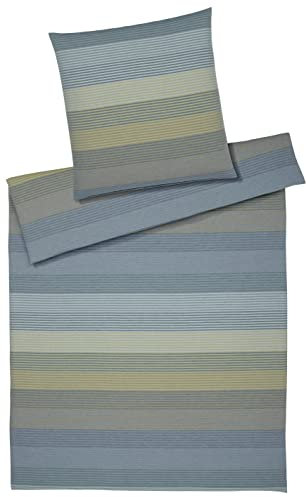 elegante Bettwäsche Casual - Fjord Halbleinen moosgrün Größe 135x200 cm (80x80 cm)
