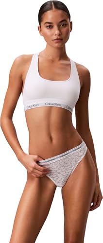 Calvin Klein Women’s High Leg Lace Thong, White (White), XS