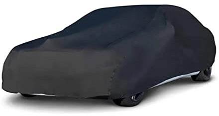 LST Autoabdeckung Indoor – lackschonende und Dehnbare Autogarage. Car Cover Innenbereich für Autohäuser und Endverbraucher. Auto Abdeckplane schützt vor Sonne, Staub. (Schwarz, M (410x130x120cm))