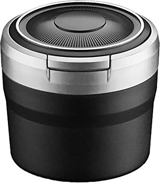 AUJAN Auto Aschenbecher für Citr-oen C1 / C3 / C3-XR / C3 Aircross /C3 Pluriel / C3 Picasso, Rauchfreier Aschenbecher, Tragbarer Aschenbecher mit Deckel, mit blauem LED-Licht,- Grey