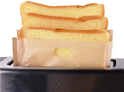 VOLWCO 100 Piezas Bolsas for Tostada Antiadherente Bolsas Reutilizable de Bocadillo Sándwich Pan Alimentos en Horno Microondas Tostadora Parrilla, Resistente al Calor (Size : 20x22cm)