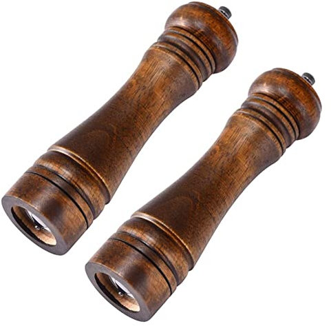 Pepper Mill Salt and Pepper Grinder 2pcs Wooden Pepper Mill,Pepper Grinder Kit,Manual Mills Salt And Pepper Grinder Set Pepper Grinder Salt Grinder Salt Mill (Blue : Bruin, Size : 22 * 5.5cm)