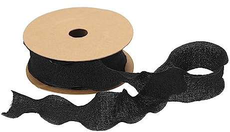 sourcing map 2 x 40 mm 9 m langes Satinband mit doppelten Rüschenkanten, schwarz, einfarbig, für Haarschleifen, Nähen, Geschenkverpackungen, Hochzeitssträuße