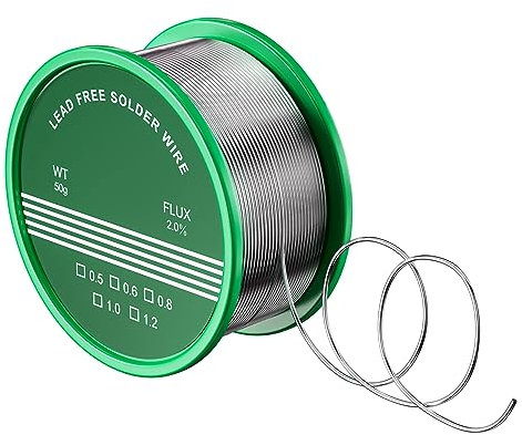 Magrimaxio stagno per saldare elettronica, filo a saldare senza piombo, filo di saldatura a nucleo di colofonia, solder wire Con flussante, Sn99.3 Cu0.7, 50g/0.6mm, per saldatura elettrica riparazione
