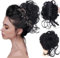 RPAEOY Haarteile Dutt mit Klammer Lockig Wellig Haargummi mit Haaren Klammer Synthetik Messy Bun Haar Scrunchies Haardutt Haarteile für Damen (Schwarz)