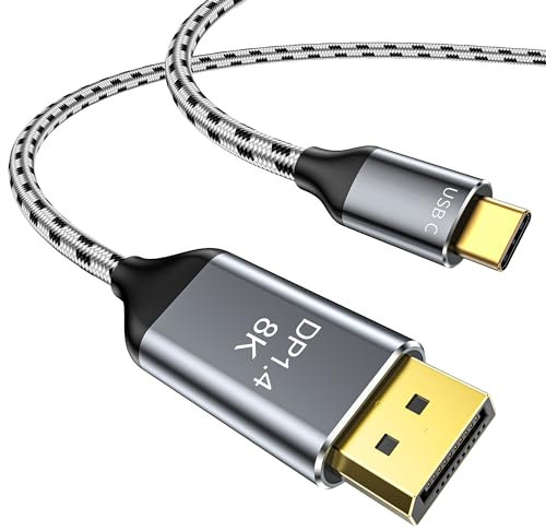 DGHUMEN Cable USB C Displayport 8K @60Hz 4K @240Hz/144Hz HDR VRR Thunderbolt 4 3 USB C a DisplayPort 1.4 Cable para iPhone 15 MacBook Pro Air M1 M2 iPad Pro Air 5 Surface Pro 8 Galaxy S23