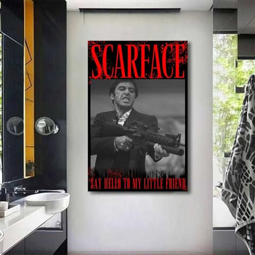 Blue Booms Tony with Gun - Scarface - Say Hello to My Little Friend Poster 30x45 Ohne Rahmen