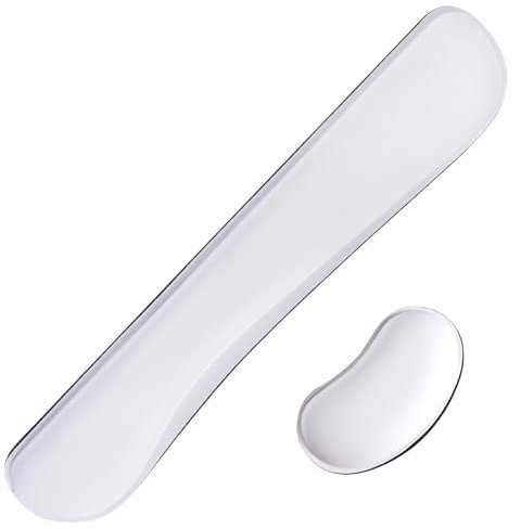 Poualss Memory Foam Set Keyboard and Mouse Wrist Pad Rest,PU Leather Keyboard Wrist Rest Pad Cushion Support for Office,Gaming,Computer,Laptop and Mac,Pain Relief& Easy Typing (White)